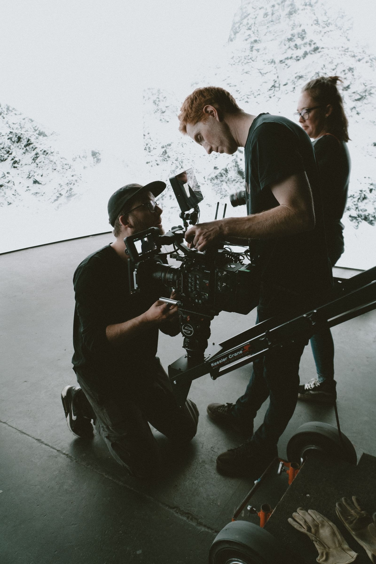 Dave behind the camera on set
