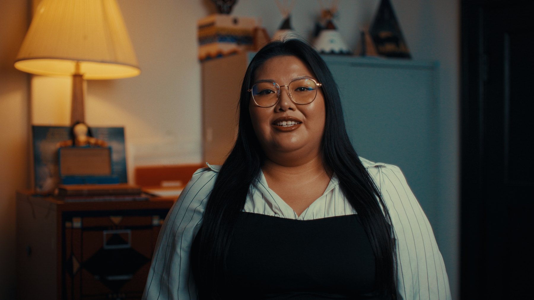 Alayiah Wolfleg, staff member at Old Sun Community College, interview frame — Natosapi