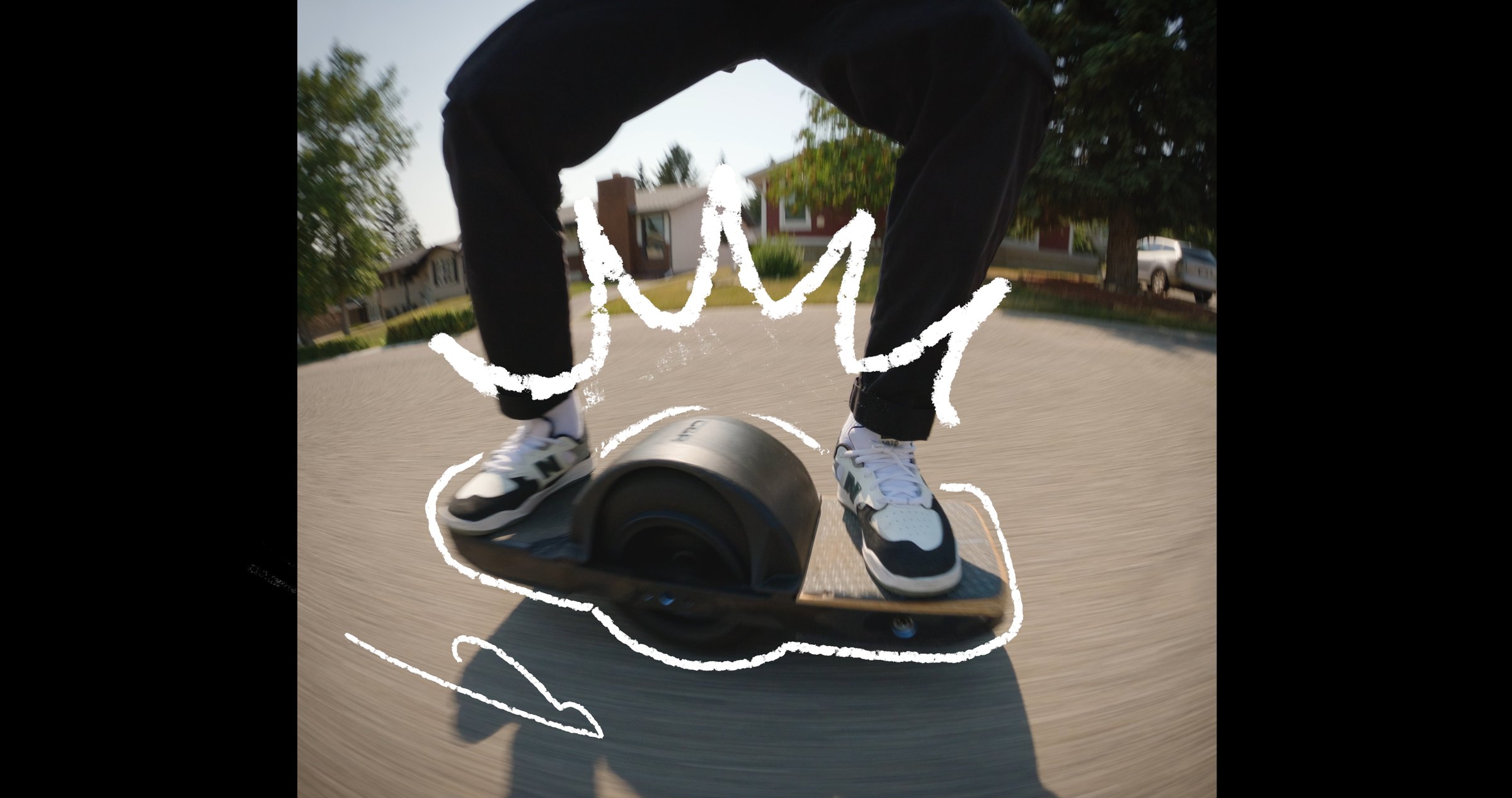 Onewheel commercial frame — interior Jasper sequence with illustrated overlays