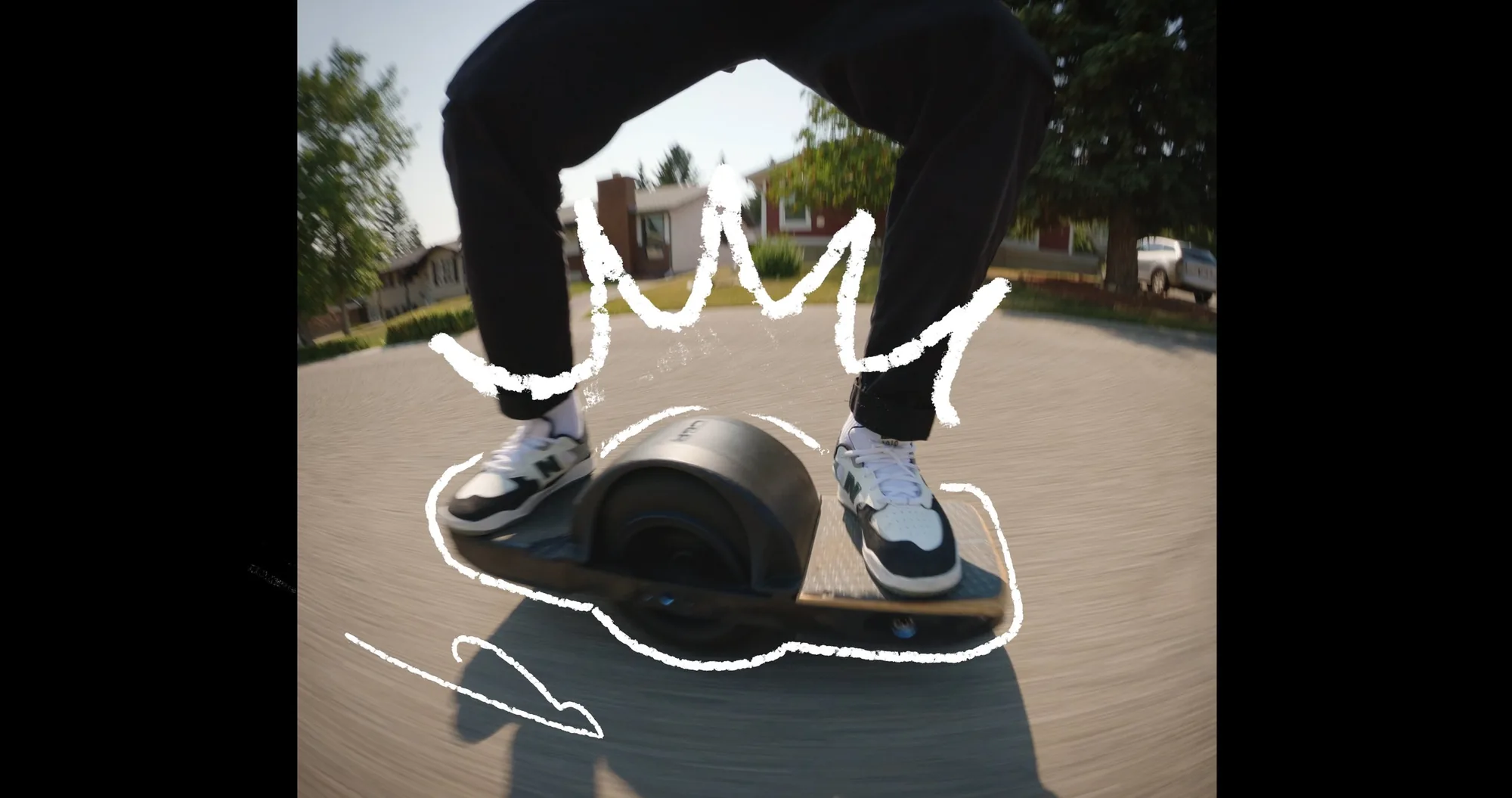 Onewheel commercial frame — interior Jasper sequence with illustrated overlays