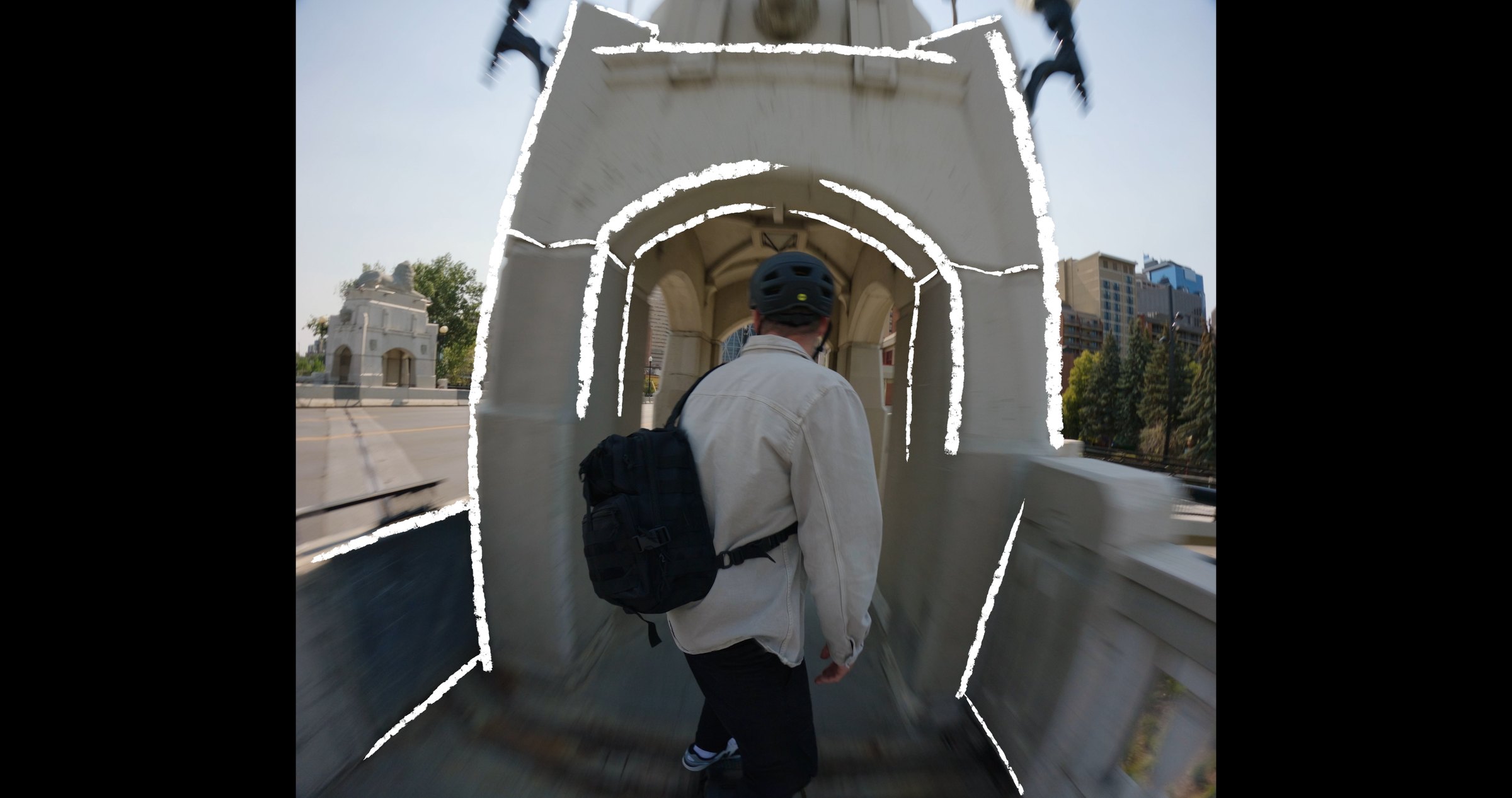 Onewheel commercial frame — snorricam riding perspective around Calgary