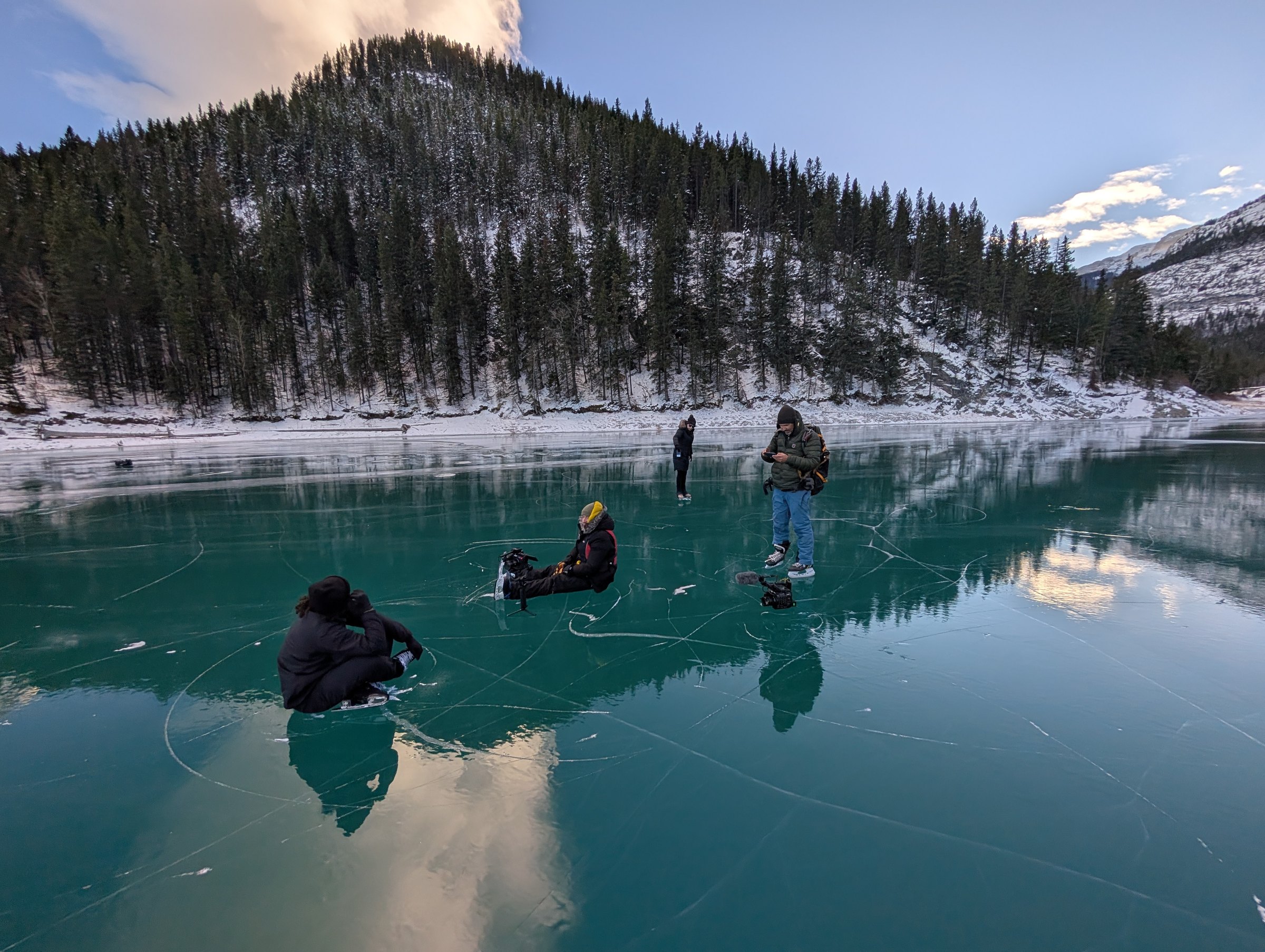 Wild Ice crew on the frozen lake — Kananaskis
