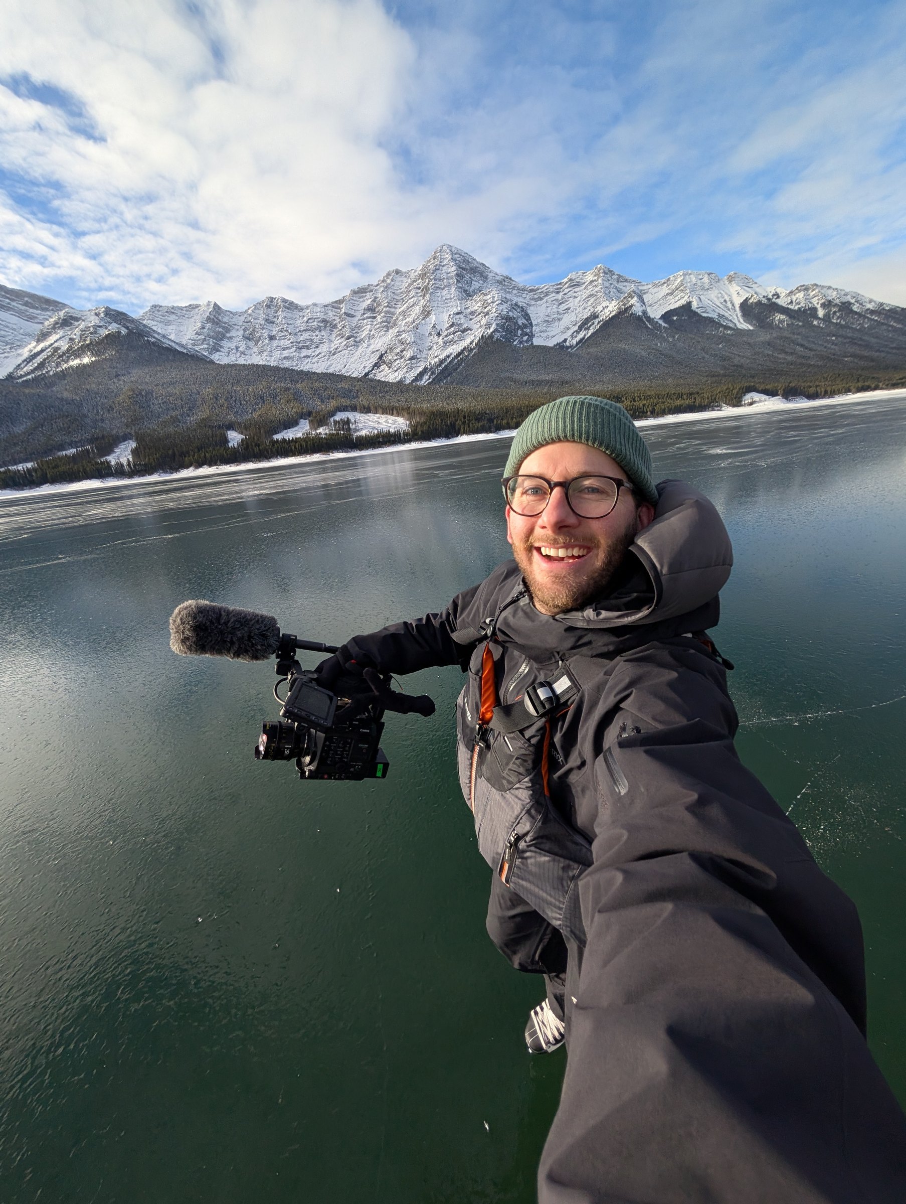 Dave Copithorne with Canon C500 MKII on the frozen lake — Wild Ice