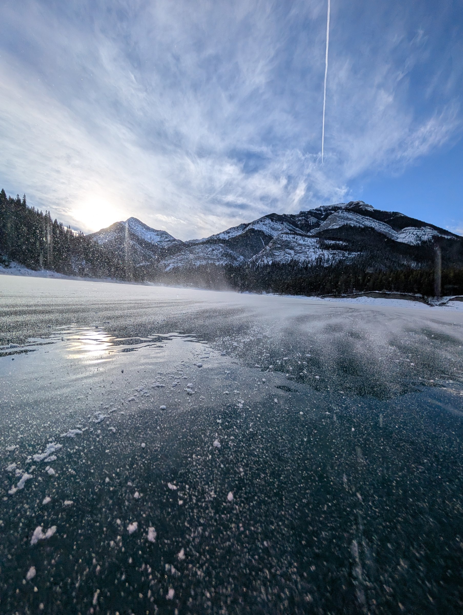 Frozen Barrier Lake at sunrise — Wild Ice production