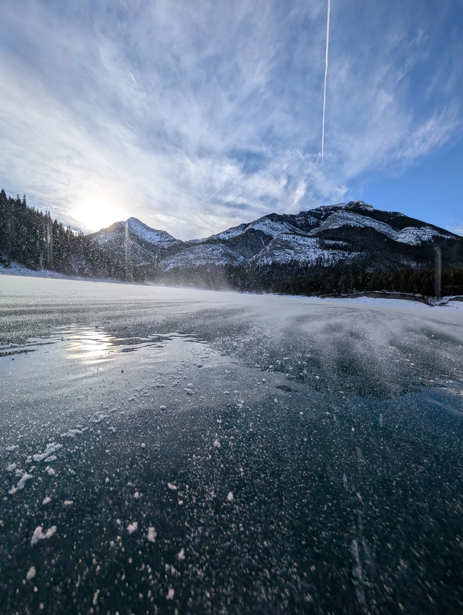 Frozen Barrier Lake at sunrise — Wild Ice production