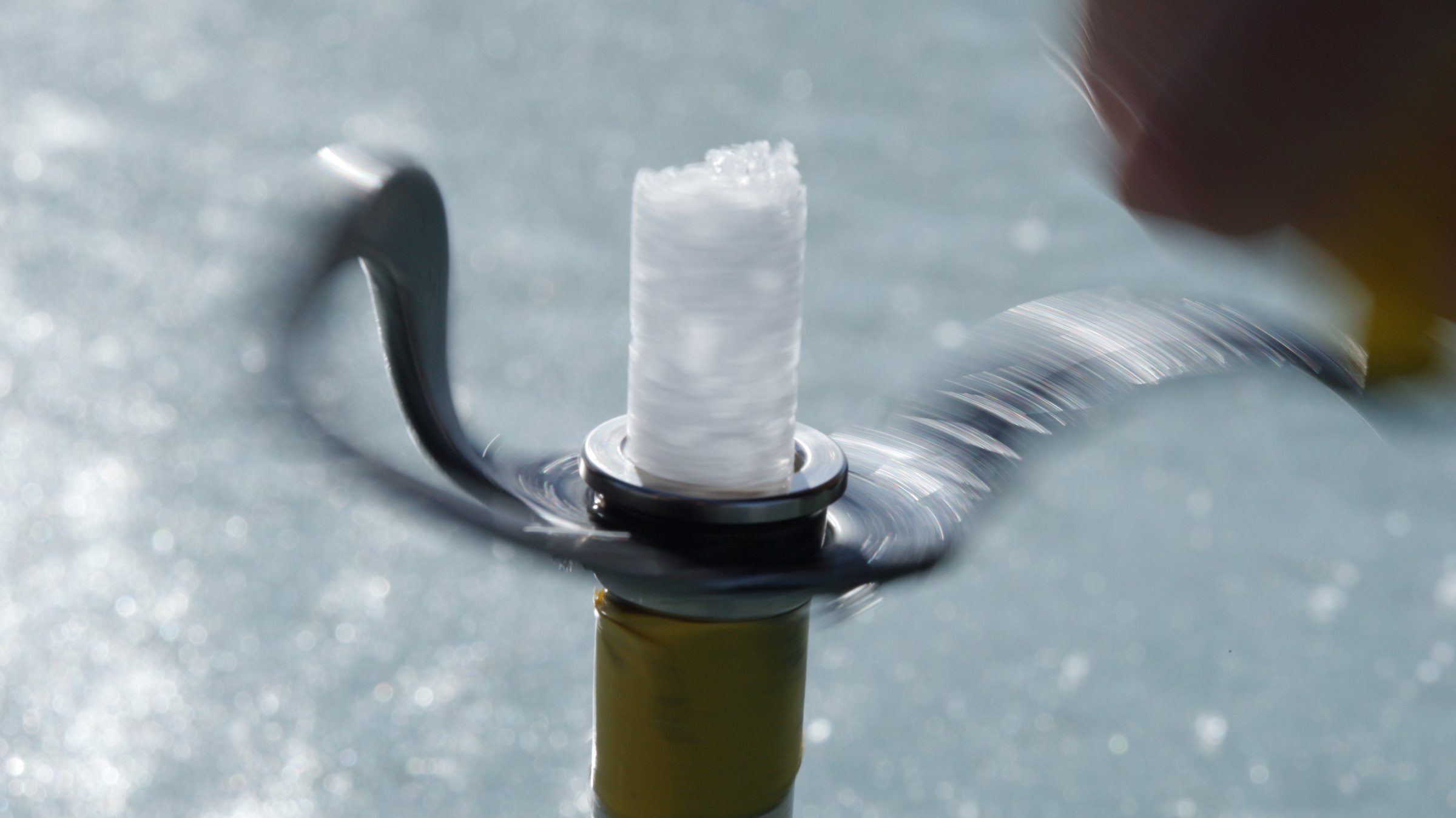 Extreme close-up of hockey stick on ice — Wild Ice film frame